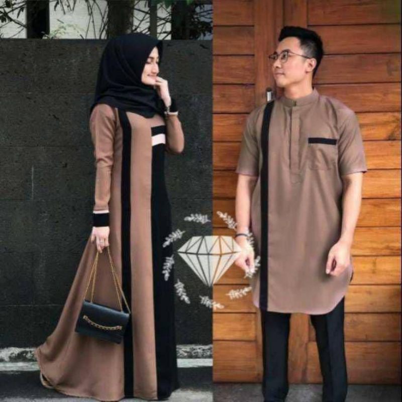 BAJU COUPLE GAMIS ARIELLUNA CP MUSLIM TERBARU/BAJU PASANGAN MUSLIM BAJU