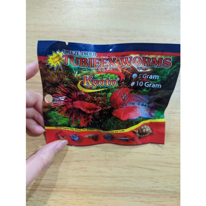 Makanan Ikan Tropis Cacing Kering Tubifex Worm Kyoto 5Gr