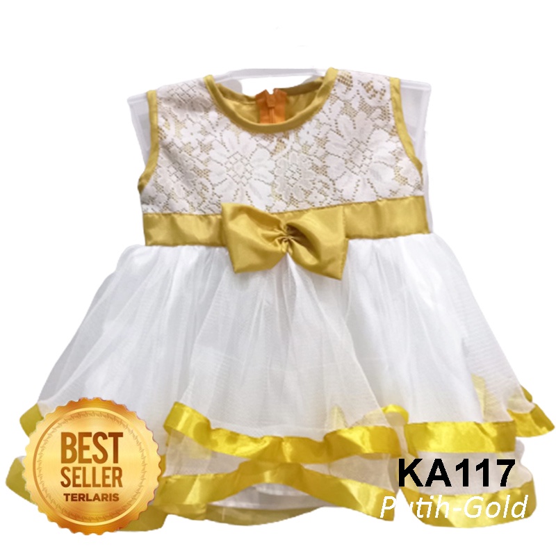 Baju Bayi Putih 6 12 Bulan Gaun Pesta Ulang Tahun Dress Baptis Bayi Gaun Aqiqah Bahan Brukat Brokat Adem Sleeveless NB NewBorn KA117