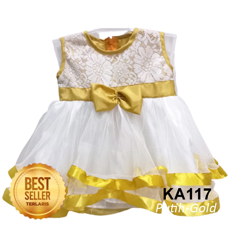 Baju Bayi Putih 6 12 Bulan Gaun Pesta Ulang Tahun Dress Baptis Bayi Gaun Aqiqah Bahan Brukat Brokat Adem Sleeveless NB NewBorn KA117