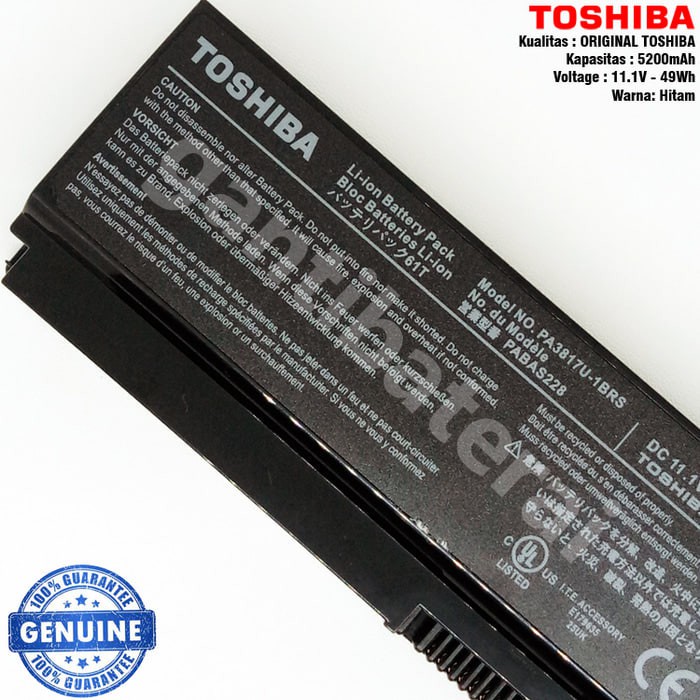 Baterai Original Toshiba Satellite L730 L735 L740 L745 L770 L755