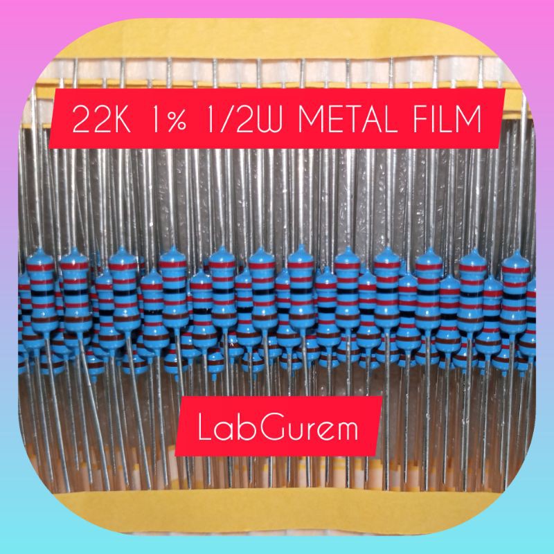 10 Resistor 1/2W 22K Ohm   Taiwan metal film 1% kaki tembaga