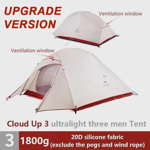 Tenda Naturehike CLOUD UP 3 Silnylon 20D UPGRADE VERSION GREY - Lapakoutdoor