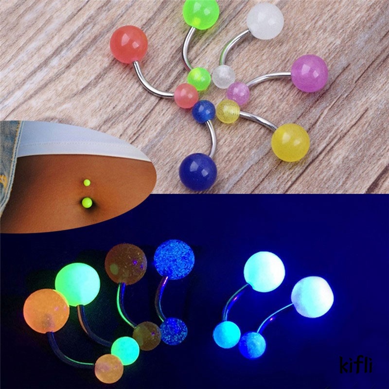 1pc Anting Tindik, Perut Pusar Bahan, Stainless Steel, Akrilik Luminous Dengan, Untuk Wanita