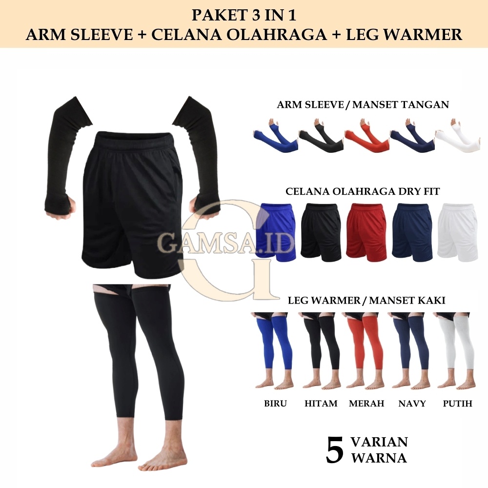 PAKET ARM SLEEVE HANDSOCK LEG WARMER LEG SLEEVE CELANA FUTSAL OLAHRAGA MANSET TANGAN KAKI PRIA WANITA