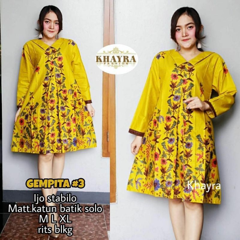 TUNIK BATIK~ MOTIF CIBULAN~MERAH&amp;KUNING ALLSIDE LD120 BISA COD