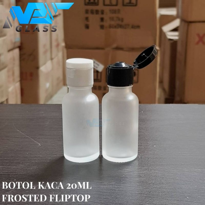 botol kaca 20ml frosted bening tutup fliptop