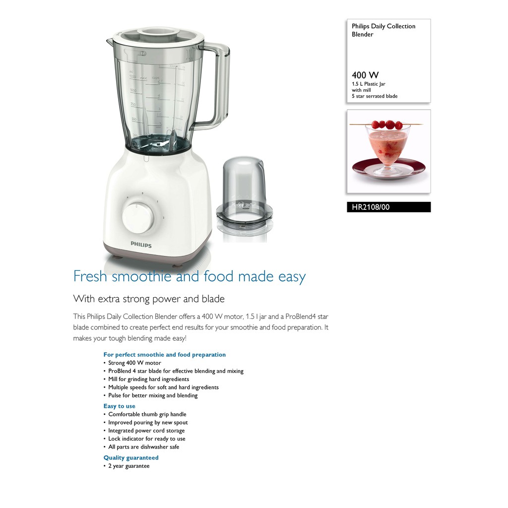 Philips HR2102/06 – Blender Plastic Mill