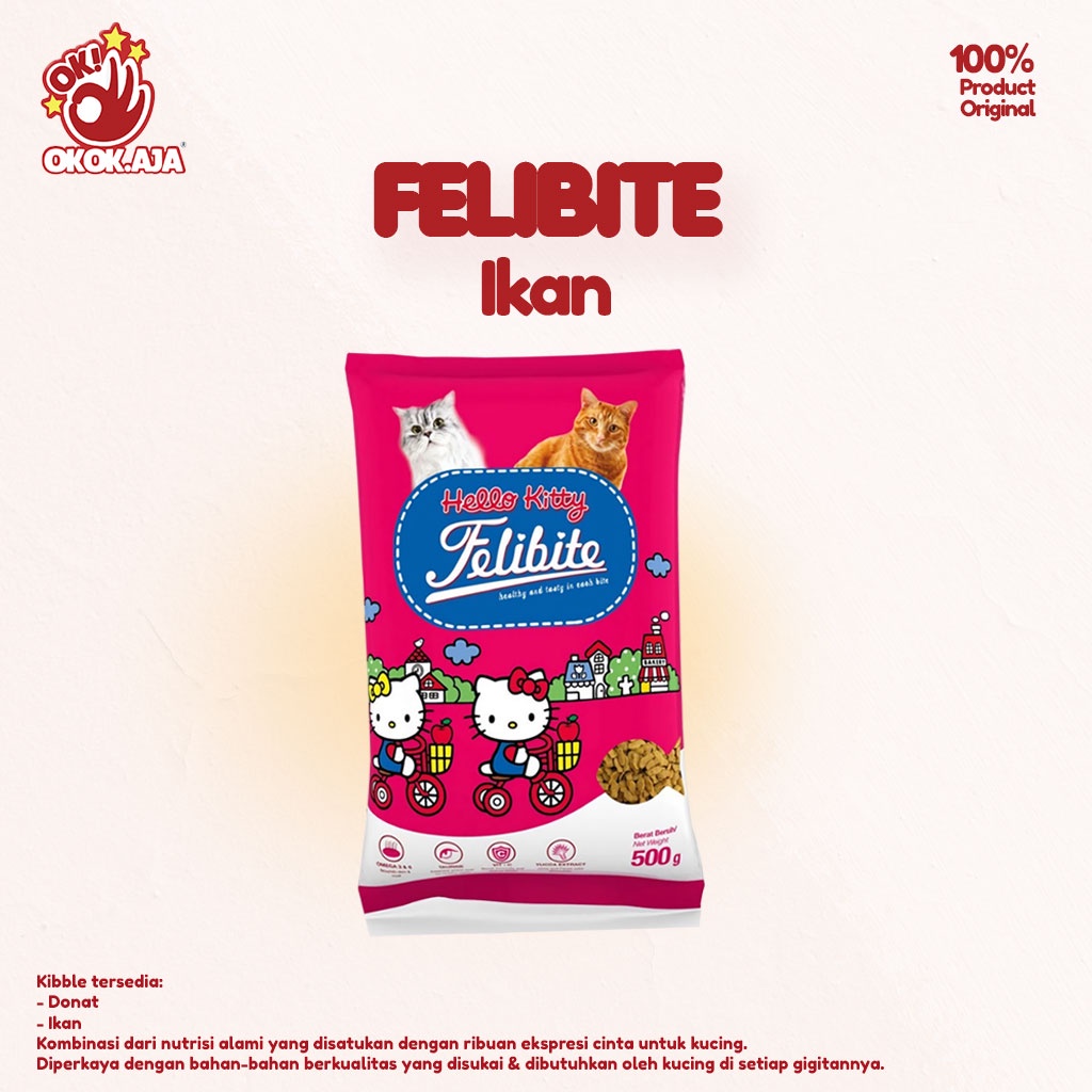 Makanan Kucing kering FELIBITE Hello Kitty 500gr Bentuk ikan -  Felibite Freshpack