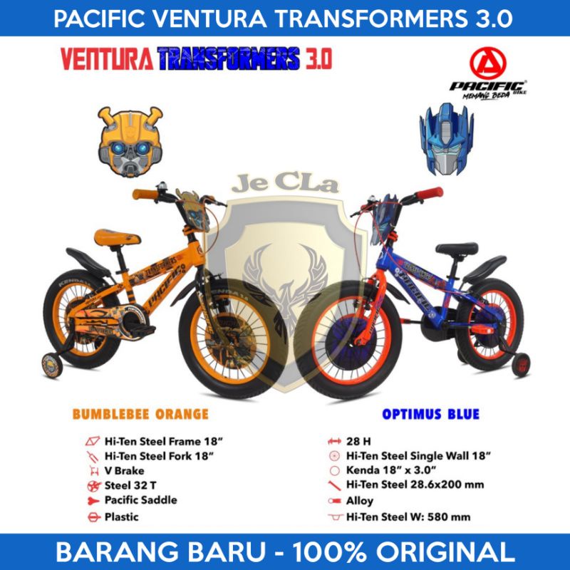 Sepeda Anak Laki Cowok BMX 18 Inch PACIFIC VENTURA TRANSFORMERS 3.0 Ban Pompa Jumbo Besar