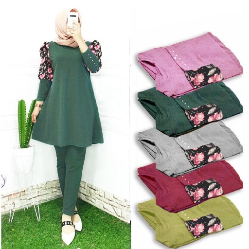 Set Meryolin Batik St Herlina Set Bellaluna Batik  Gamis Wisuda Gamis Muslim Murah