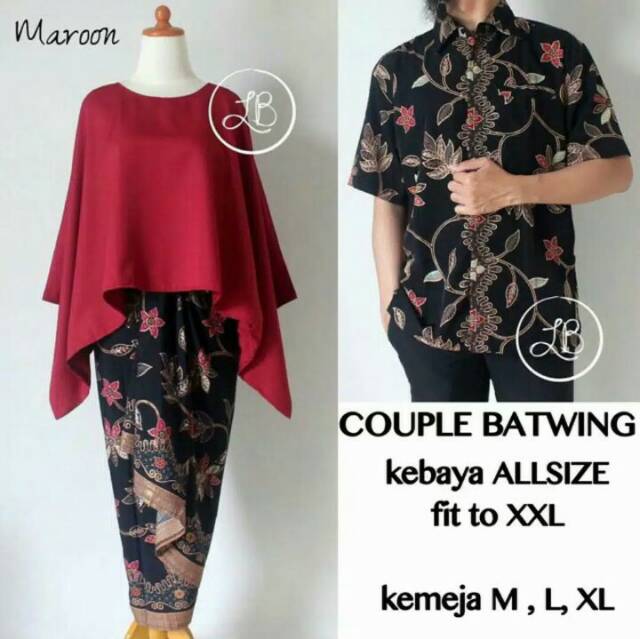 KEBAYA COUPLE SET BATWING ROK LILIT/PUTIH