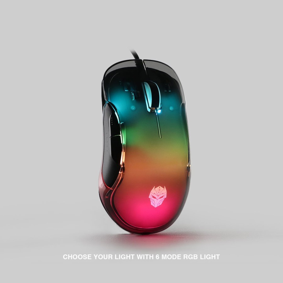 Rexus Xierra X17 BARA CRYSTAL RGB - Mouse Gaming Hitam Transparan 800-12800 DPI