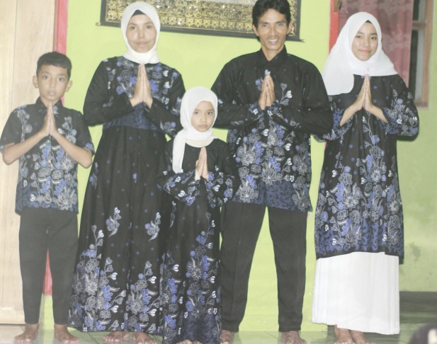 Batik Couple Keluarga - Couple Batik Indonesia Sarimbit Gamis Familly Set Hrb026 Batik Putra Hadi