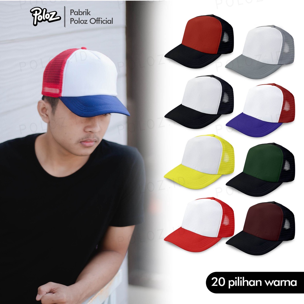 Topi  Trucker POLOS TOPI Jaring Polos topi jala polos warna hitam putih biru topi jaring 3 warna
