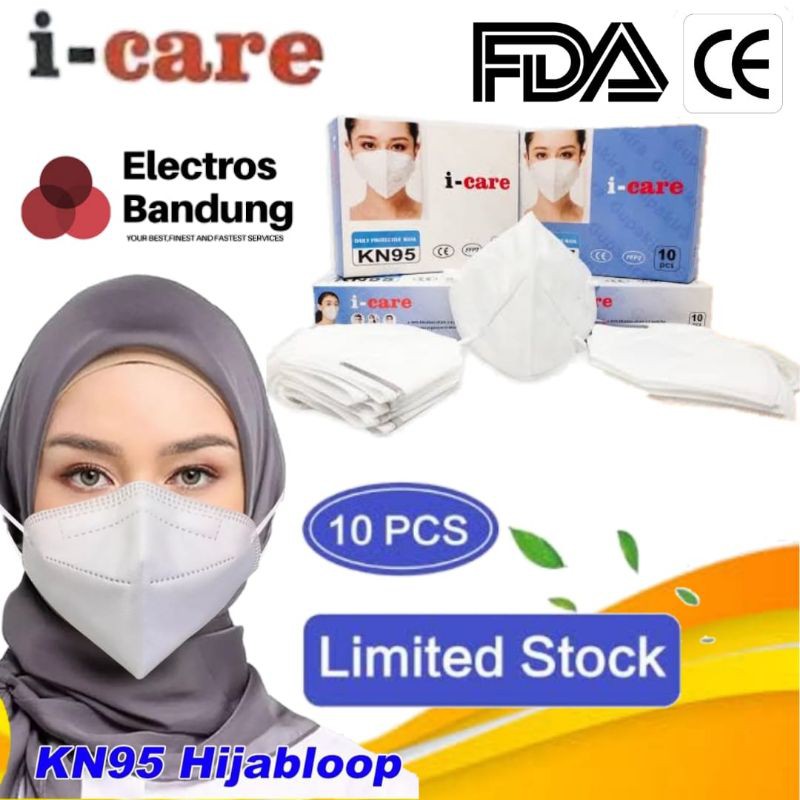 Masker KN95 Hijab Medis 5 Ply I-Care 1 Box isi 10 Pcs Masker N95 - Masker Kesehatan Original