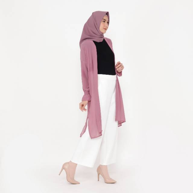 Kardigan polos outer musim panas melindungi kulit km dari matahari dan UV colour dusty pink