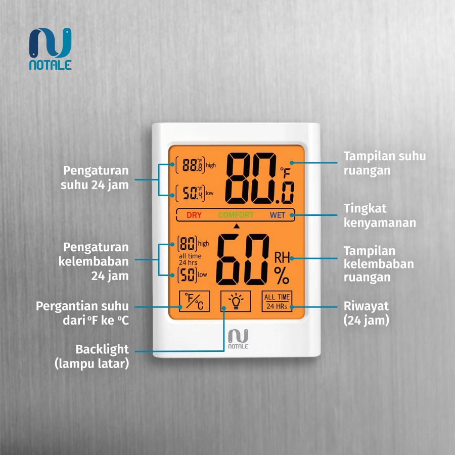 Notale Hygrometer Thermometer Humidity Meter Kelembapan Suhu Udara