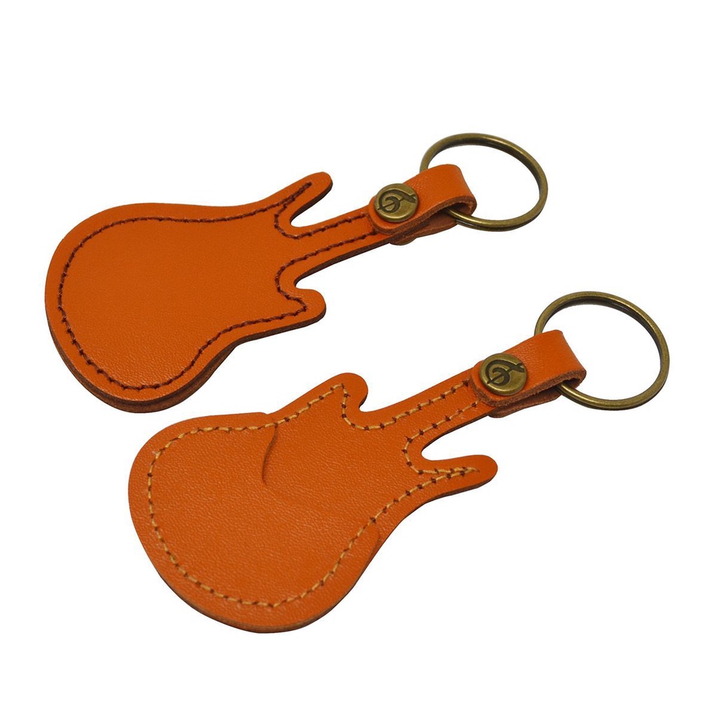 Gantungan Kunci Holder Pick Gitar Bahan Kulit Asli 2 Warna Dengan 5 Pick