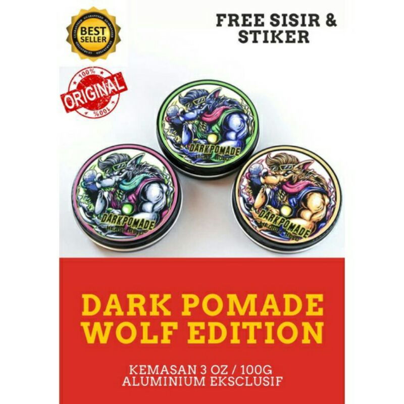 POMADE DARK WOLF EDITION EXSKLUSIF 100 GRAM FREE DOMPET + SISIR SAKU