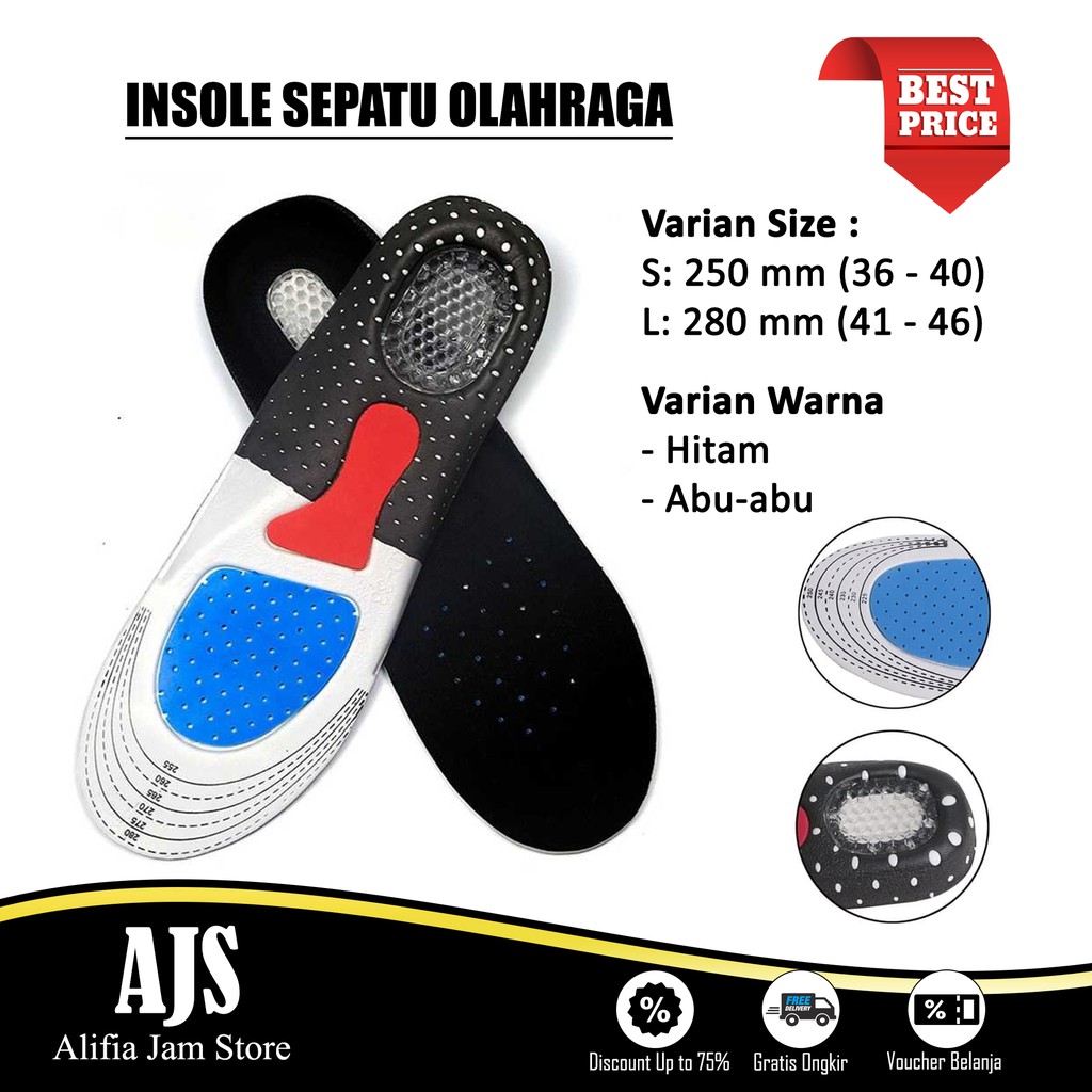 Insole Alas Kaki Sepatu Empuk Shock Absorb Gel Orthotic Arch