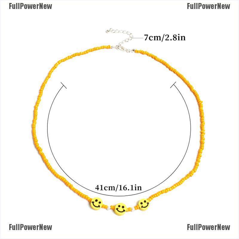 (FULL Jy) Kalung Choker Gaya Bohemia Motif Smiley Face Aksen Manik-Manik Untuk Perhiasan Wanita / Musim Panas