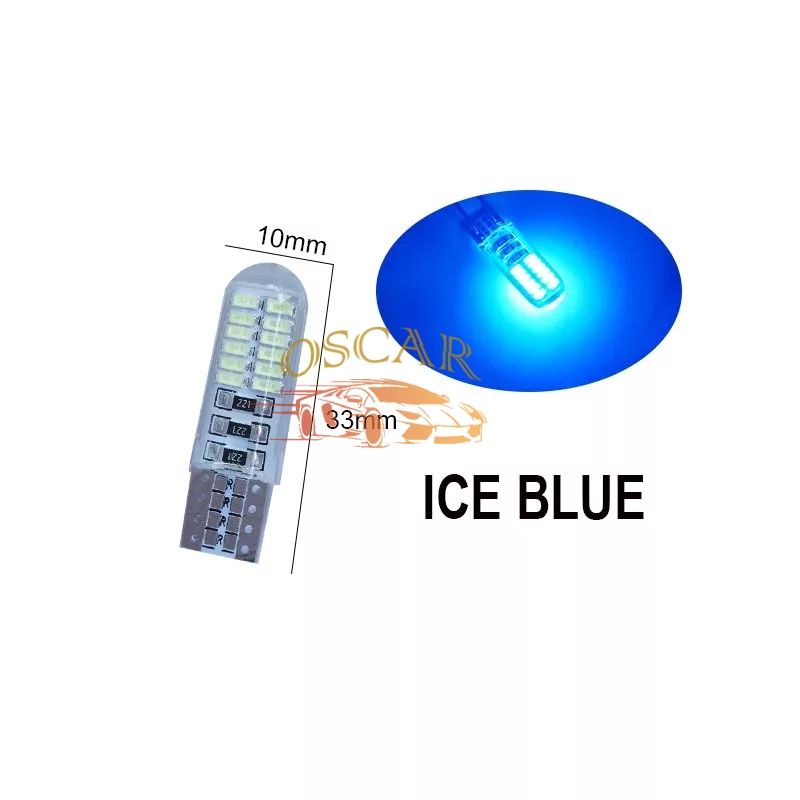 Lampu LED Senja Sen T10 24 LED Crystal Jelly 24 Mata Lampu Mobil & Motor-biru ice