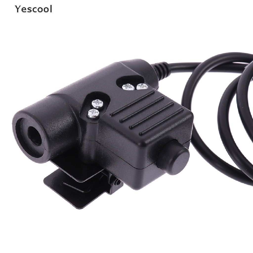 Yescool Z-TAC U94 Headset PTT Radio Militer 2 Pin Warna Hitam Untuk Kenwood