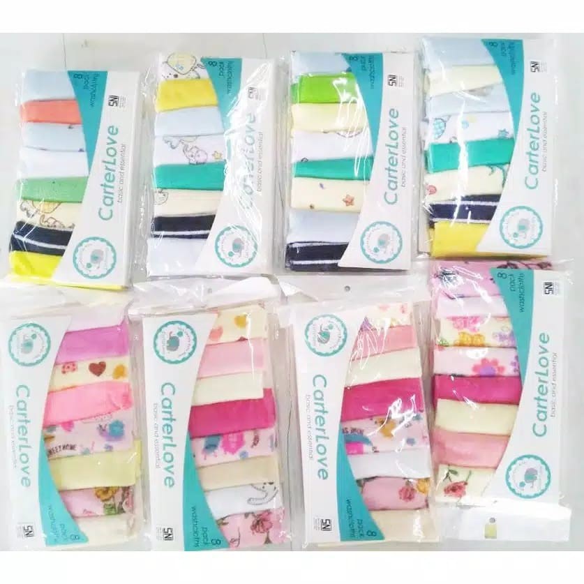 Sapu Tangan / Washlap Carter's Baby Grow 8 in 1 ( isi 8)