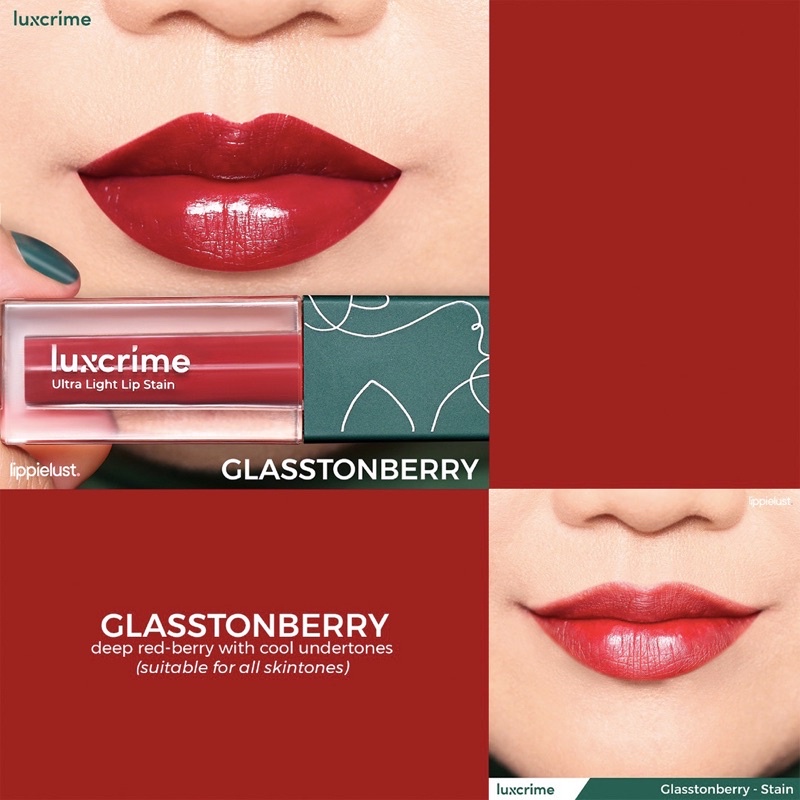 LUXCRIME - Ultra Light Lip Stain BPOM (Glasstonberry | Flamingo | Rose Sand | Apricot | Amber)