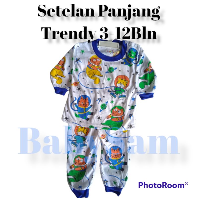 Setelan Piyama Bayi Panjang Trendy Laki-Laki dan Perempuan 3-12Bulan