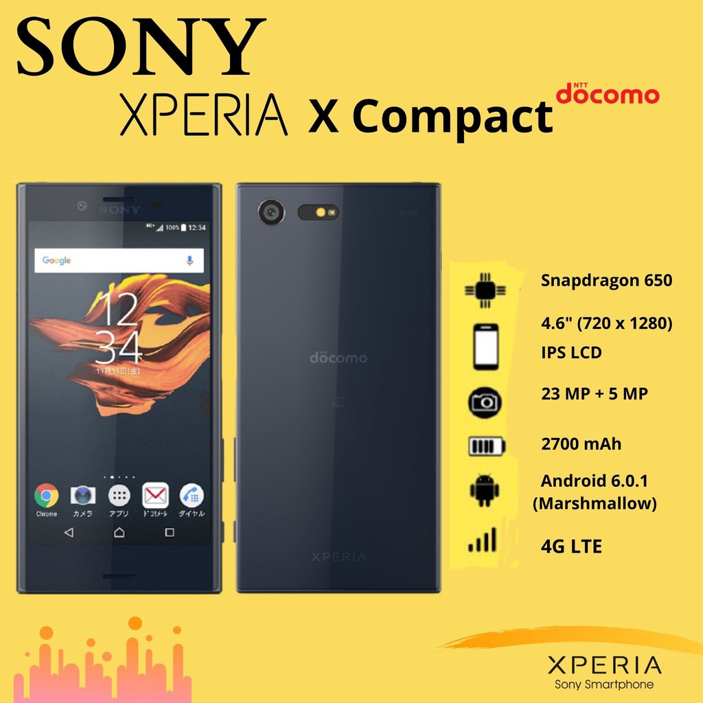 Sony Xperia X Compact 4G LTE - 3 32 GB - HP/Handphone Docomo - SECOND ORIGINAL
