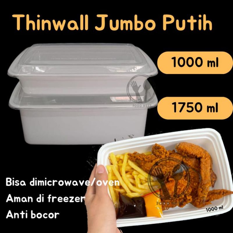 THINWALL EASY PACK KP-1000 KP-1750 / CONTAINER BPX PUTIH 1000ML 1750ML PUTIH SUSU THINWALL RECTANGLE PERSEGI PANJANG / FOOD CONTAINER PERSEGI PANJANG