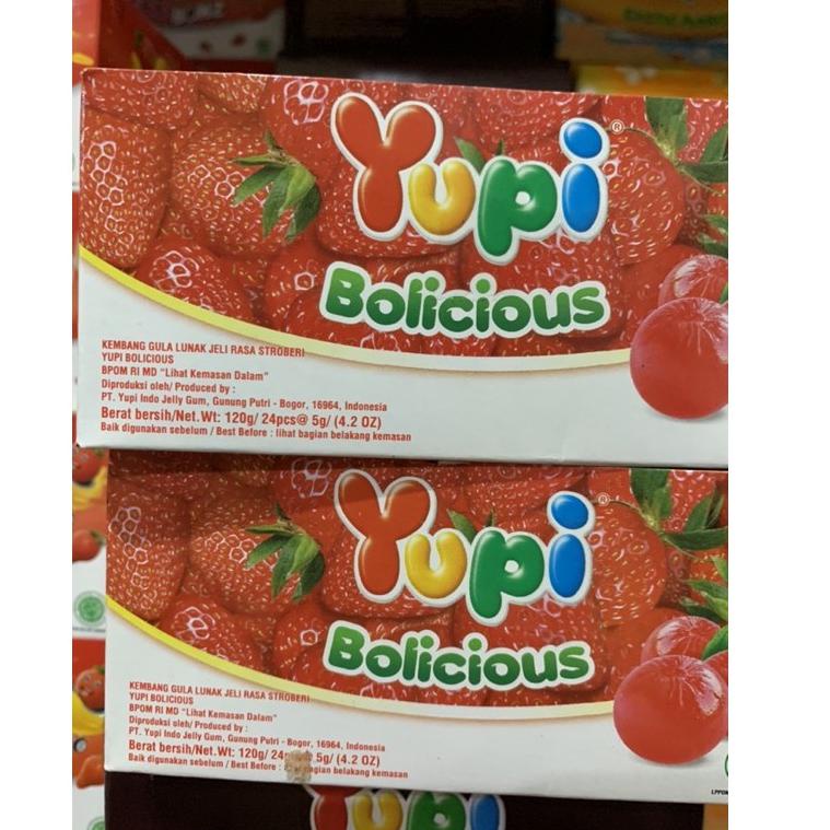 

(B-EDE (✔ Yupi Bolicious Strawberry 1 box isi 24 pcs /kekinian
