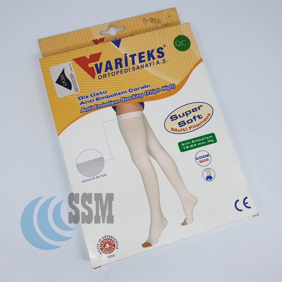 Variteks 909 Thigh High Anti Embolism Stocking With Silicone Dots