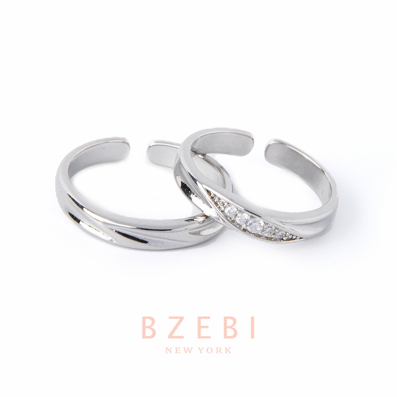Bzebi Set Cincin Platinum 18k Minimalis Gaya Korea Untuk Pasangan / Pria / Wanita 886r