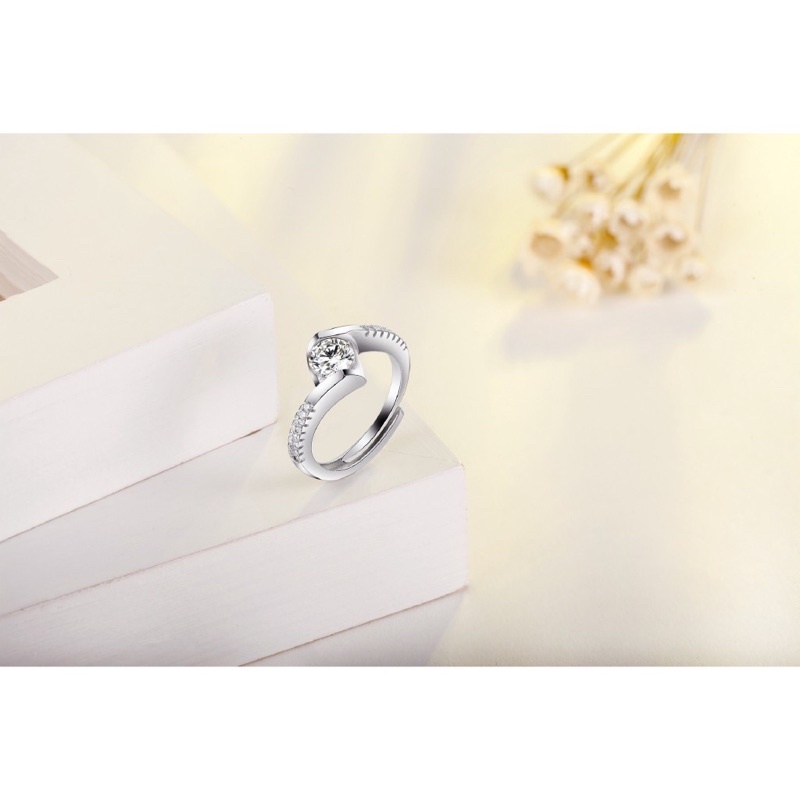 Cincin Wanita Kristal Berlian Zirconia Ring Resize