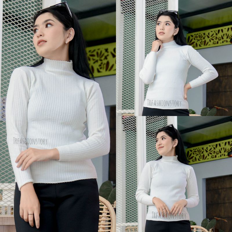 Inner Baju Manset Aisha Turtleneck Knit Dalaman Rajut Daisy