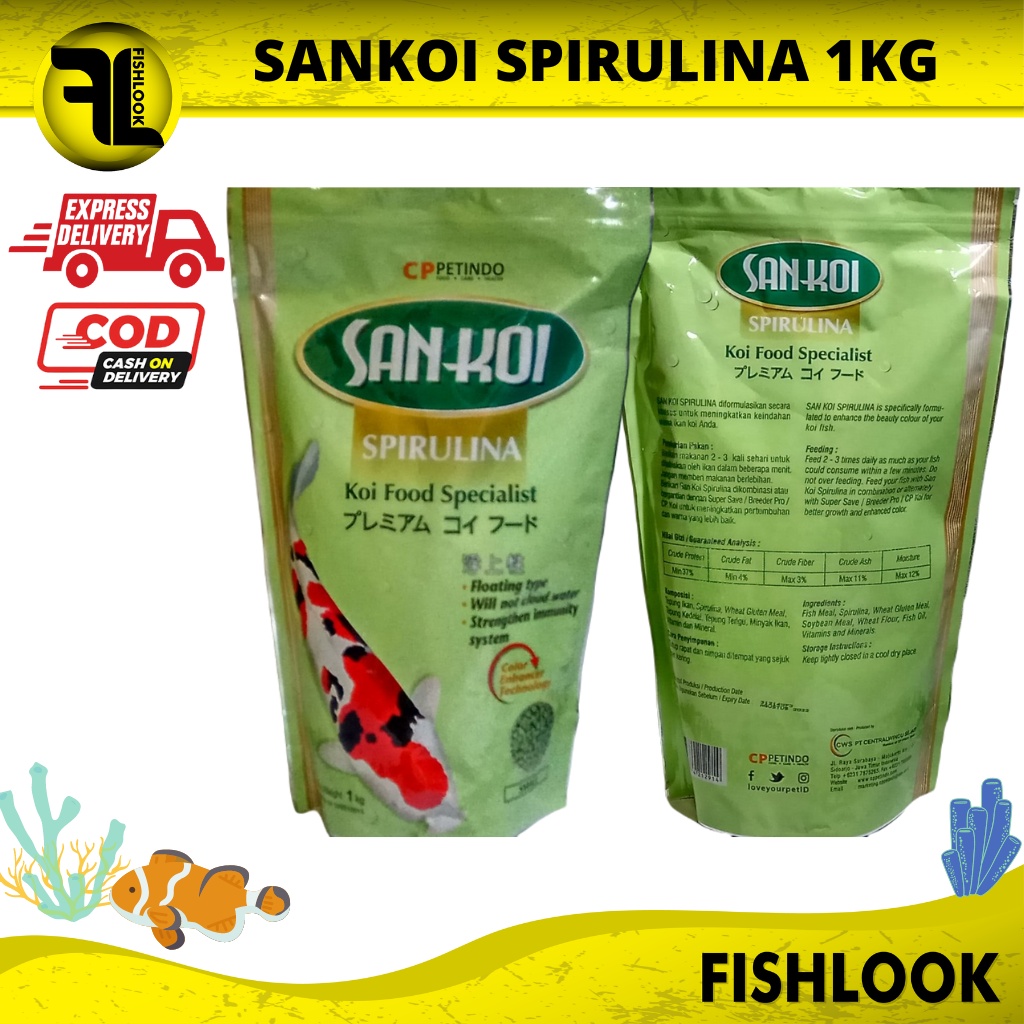 Sankoi Spirulina Small dan Medium 1 Kg Pakan Makanan Ikan Koi