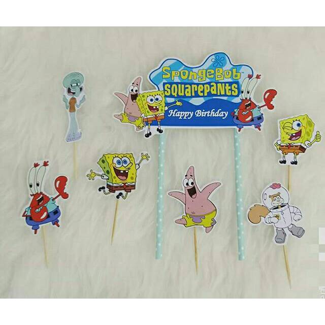 Topper spongebob topper happy birthday hiasan kue topper puding topper kue