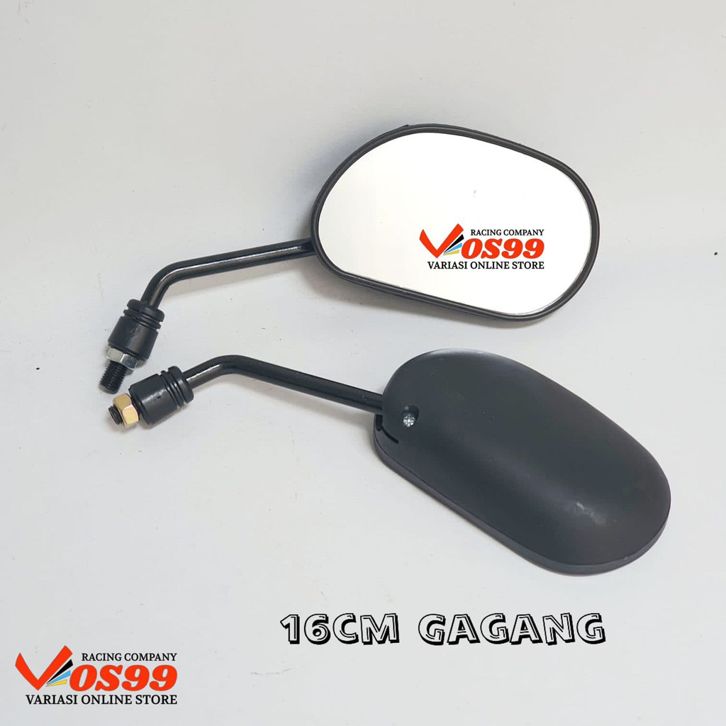 SPION MIO STANDAR TANGKAI CROME &amp; HITAM PANJANG GAGANG 16CM MODEL HITAM POLOS DRAT YAMAHA