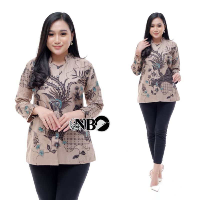 Batik Couple Atasan Batik Wanita Lengan Panjang Kancing Depan Motif SEKAR JAGAD