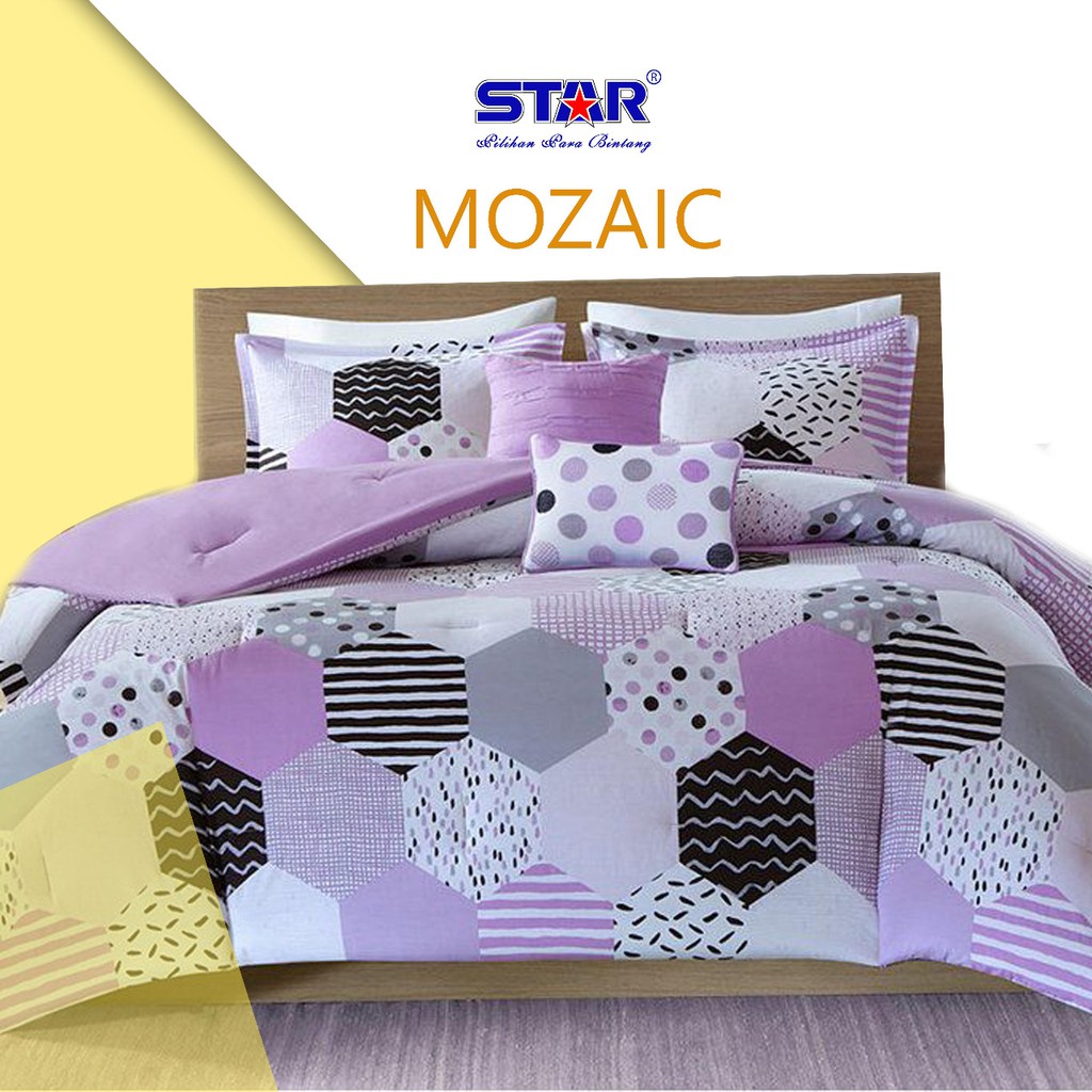 Sprei STAR Deluxe Katun Lokal Mozaic (Bedcover | Bantal | Selimut | Matras)