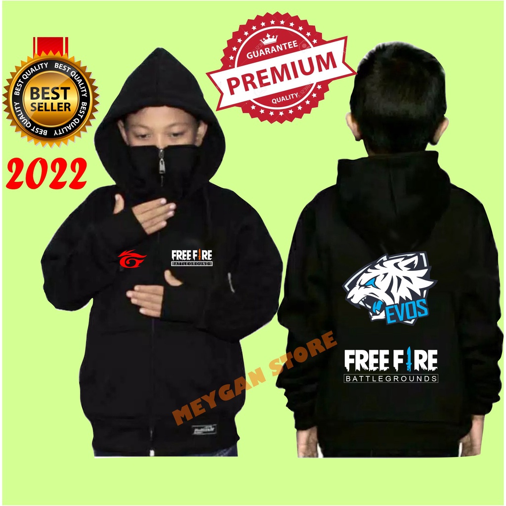 Jaket Anak Laki Laki Motif Ninja Free Fire Evos Gaming Bahan Katun Fleece Tebal Terlaris 5-13 Tahun