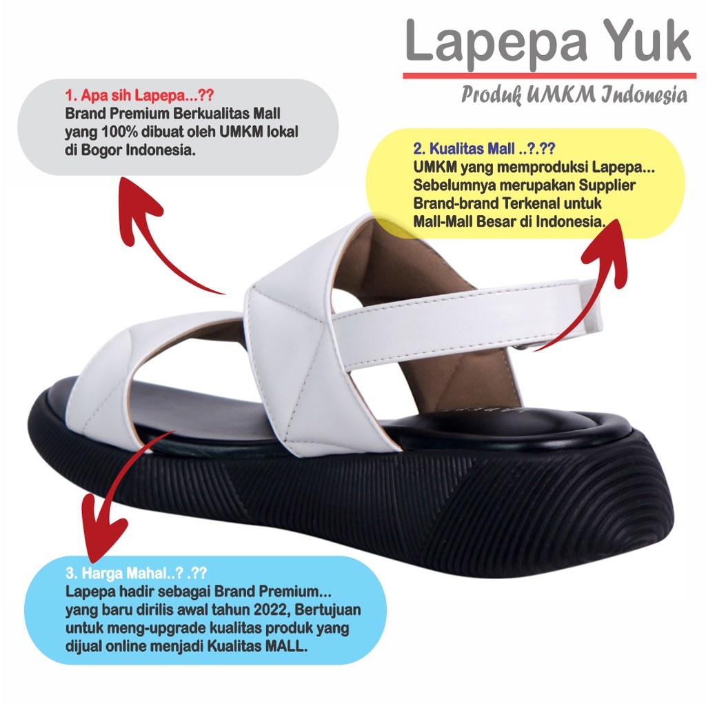 LAPEPA YUK -  Sepatu Sandal Wanita Wedges JOVANKA Model Ban dua Tali Strap belakang Hak Tinggi Sole 4 cm Spatu Sendal Gunung Cewek  Size 36 37 38 39 40 41 Warna WHITE Putih Cewe Kekinian Premium Terbaru Shoes Ori Original Mall Official Store Promo