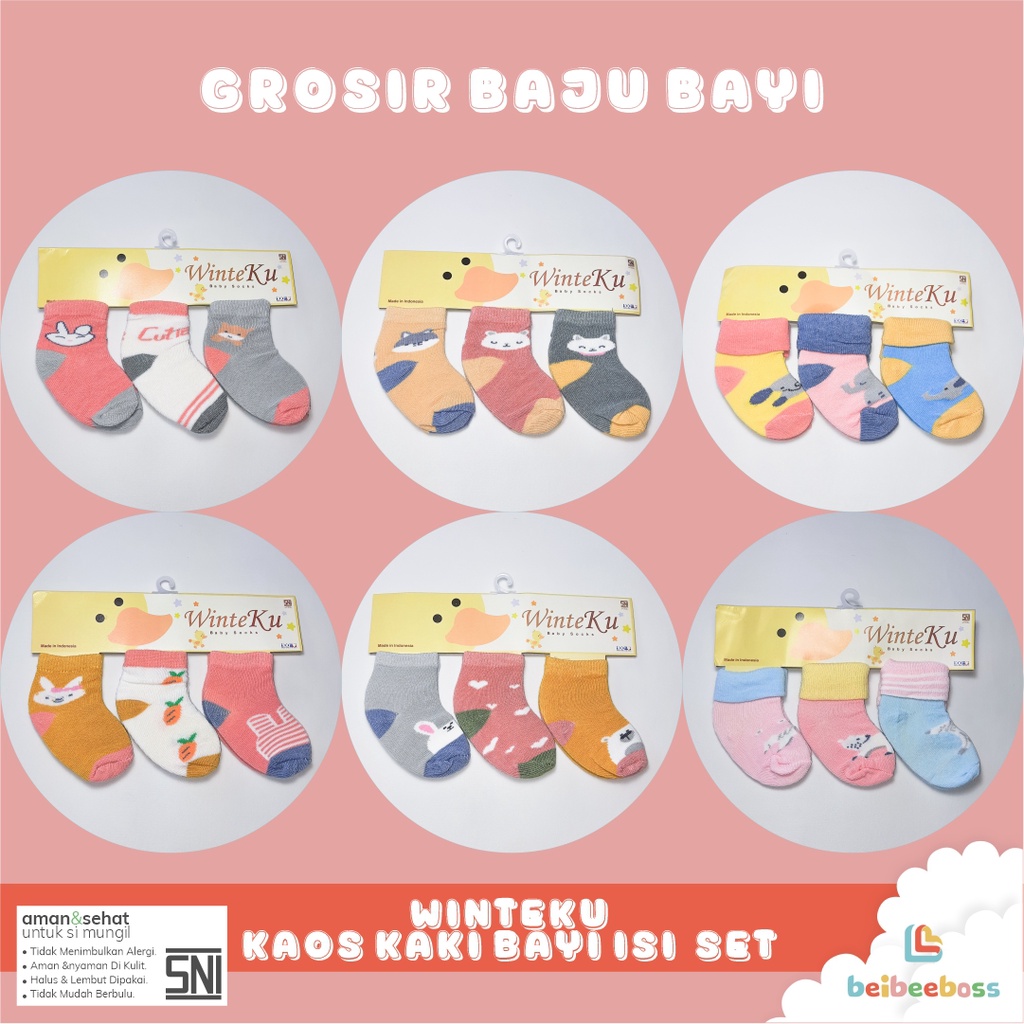 KAOS KAKI WINTEKU BABY KINGDOM BAYI   / KAOS KAKI BAYI MOTIF / GROSIR/  BOY/GIRL