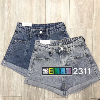  Celana  Pendek  Jeans Denim Longgar High Waist Dengan Saku 