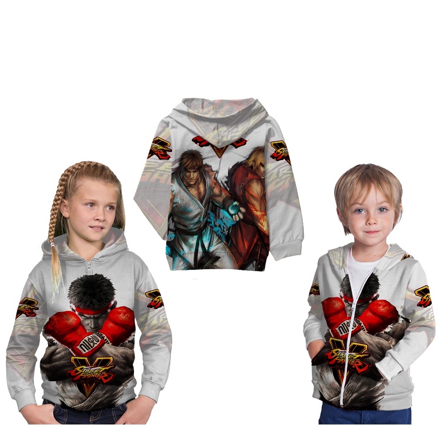 STREET FIGHTER Hoodie Sweater Jaket Anak Laki - Laki Fullprint GRATIS pakai nama