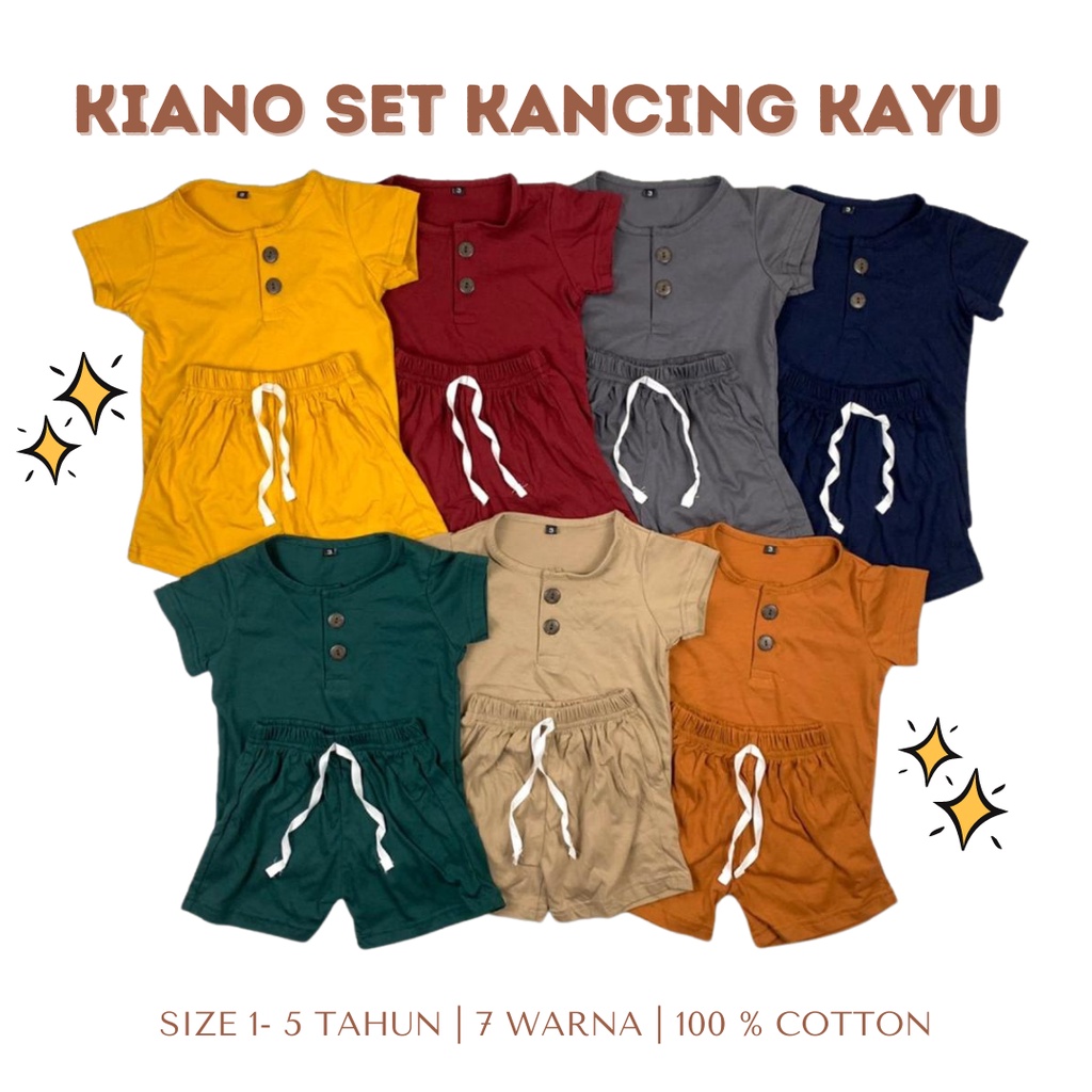 play suit setelan chupachup setelan kiano set kancing kayu baju rumah 1 2 3 4 5 tahun anak balita kaos adem kaos celana polos