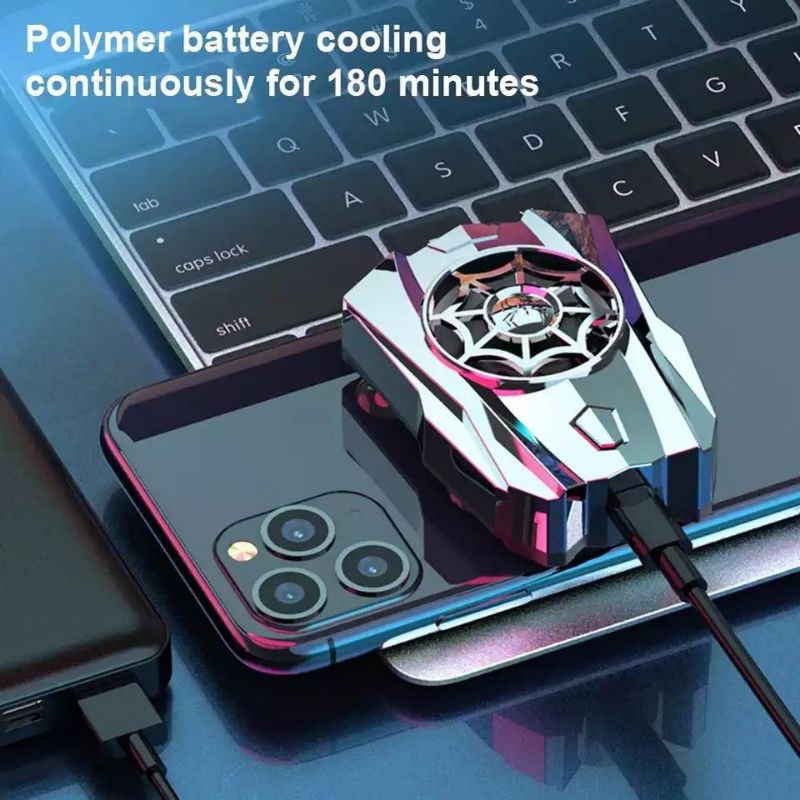 SPIDER Cooling fan mobile phone cooler radiator ultra quiet rechargeable for MLBB PUBG CODM LOKI Cooler Set Tv Box Pendingin Tv Box